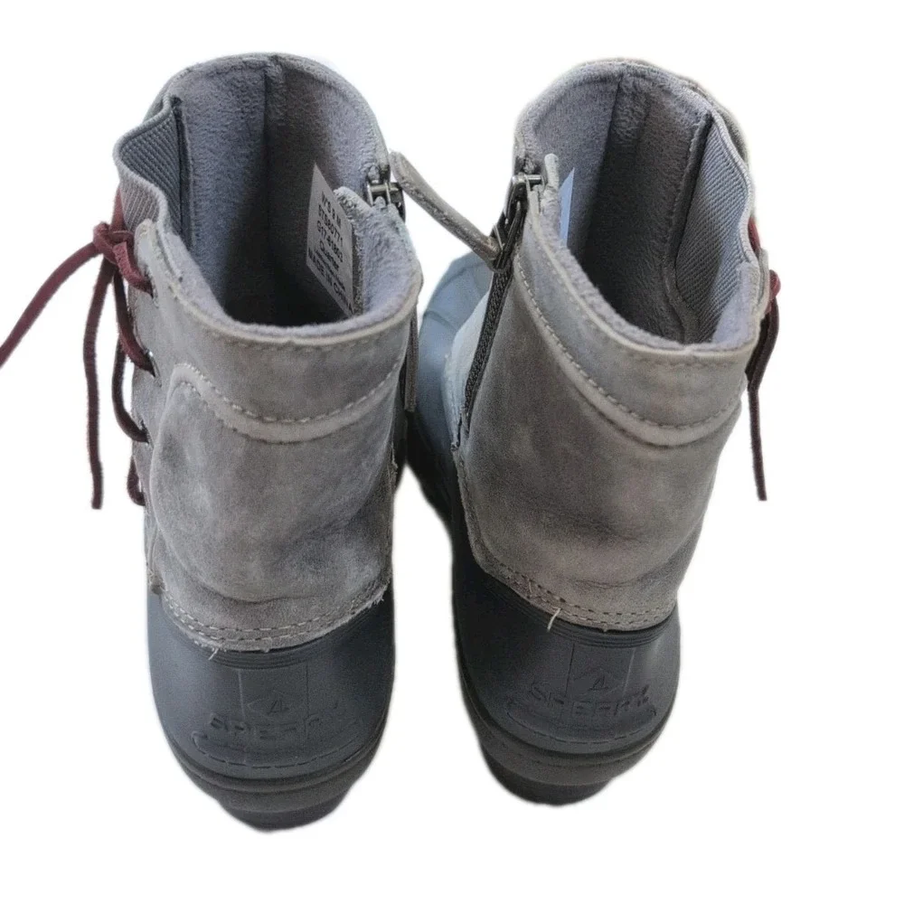 Sperry Top Sider Saltwater Wedge Spray Duck Boot Gray & Navy Blue Women's Size 9